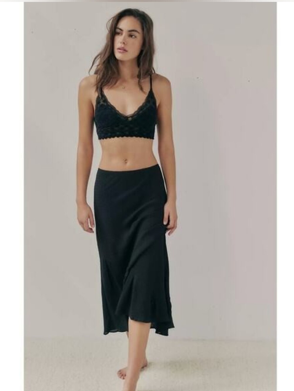 NWT Free People Sweet On You Bias Half Slip - Black